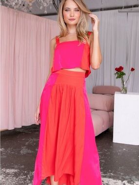 Petal & Pup Lulu floral print two piece high low dress